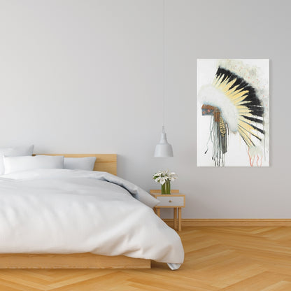 Toile à plumes jaunes | Coiffe amérindienne décorative