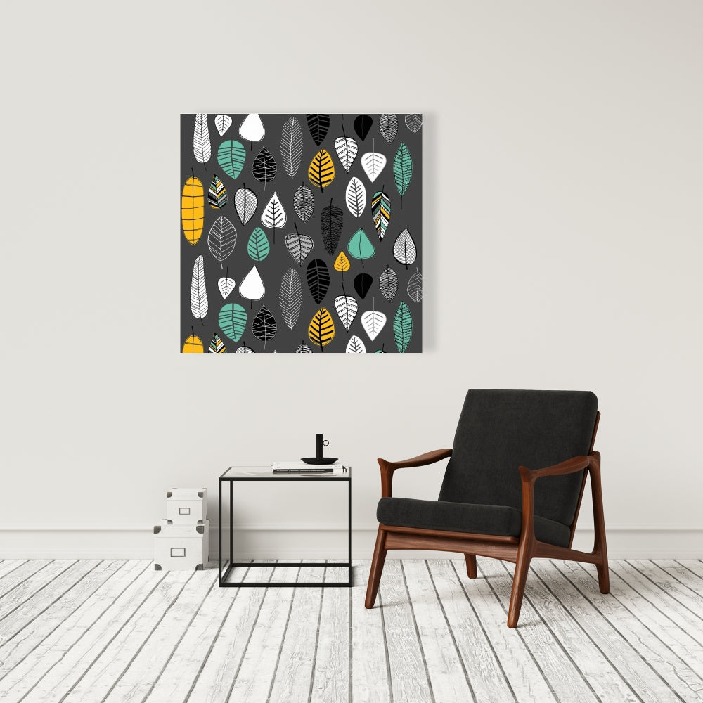 Gray Botanical Canvas - Leaves Illustration for Home Decor