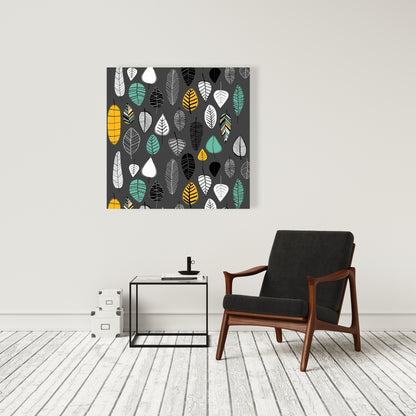 Gray Botanical Canvas - Leaves Illustration for Home Decor