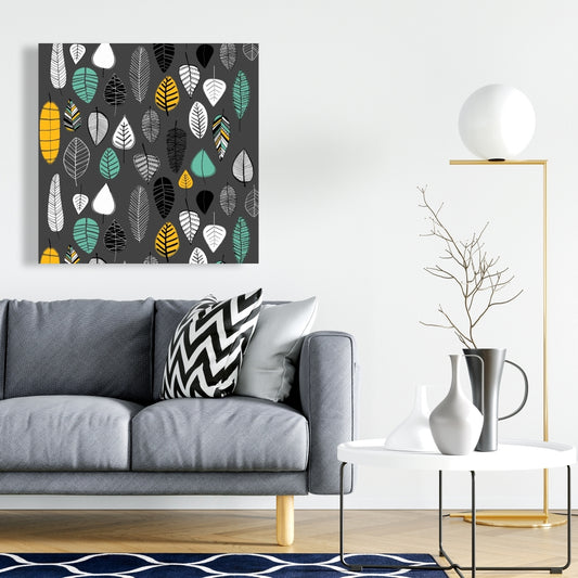 Gray Botanical Canvas - Leaves Illustration for Home Decor