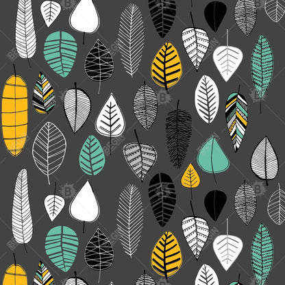 Gray Botanical Canvas - Leaves Illustration for Home Decor