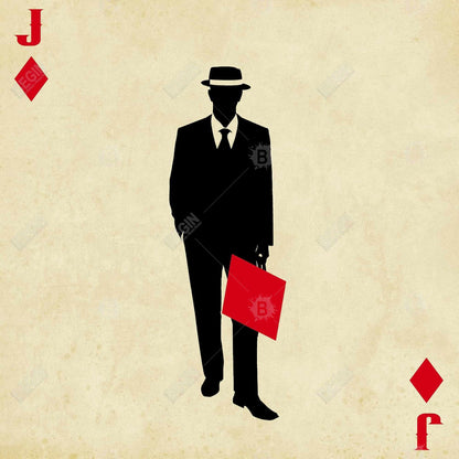 Jack of Diamonds Framed Canvas - Black Man Cave Home Decor