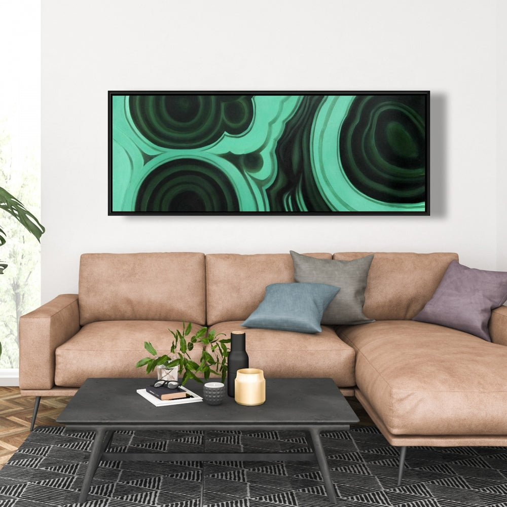 Malachite Stone Green Abstract Canvas - Bedroom Decor Framed