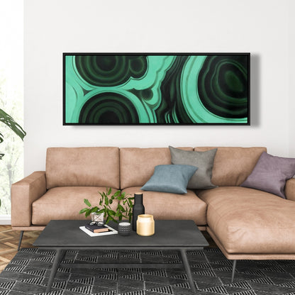 Malachite Stone Green Abstract Canvas - Bedroom Decor Framed