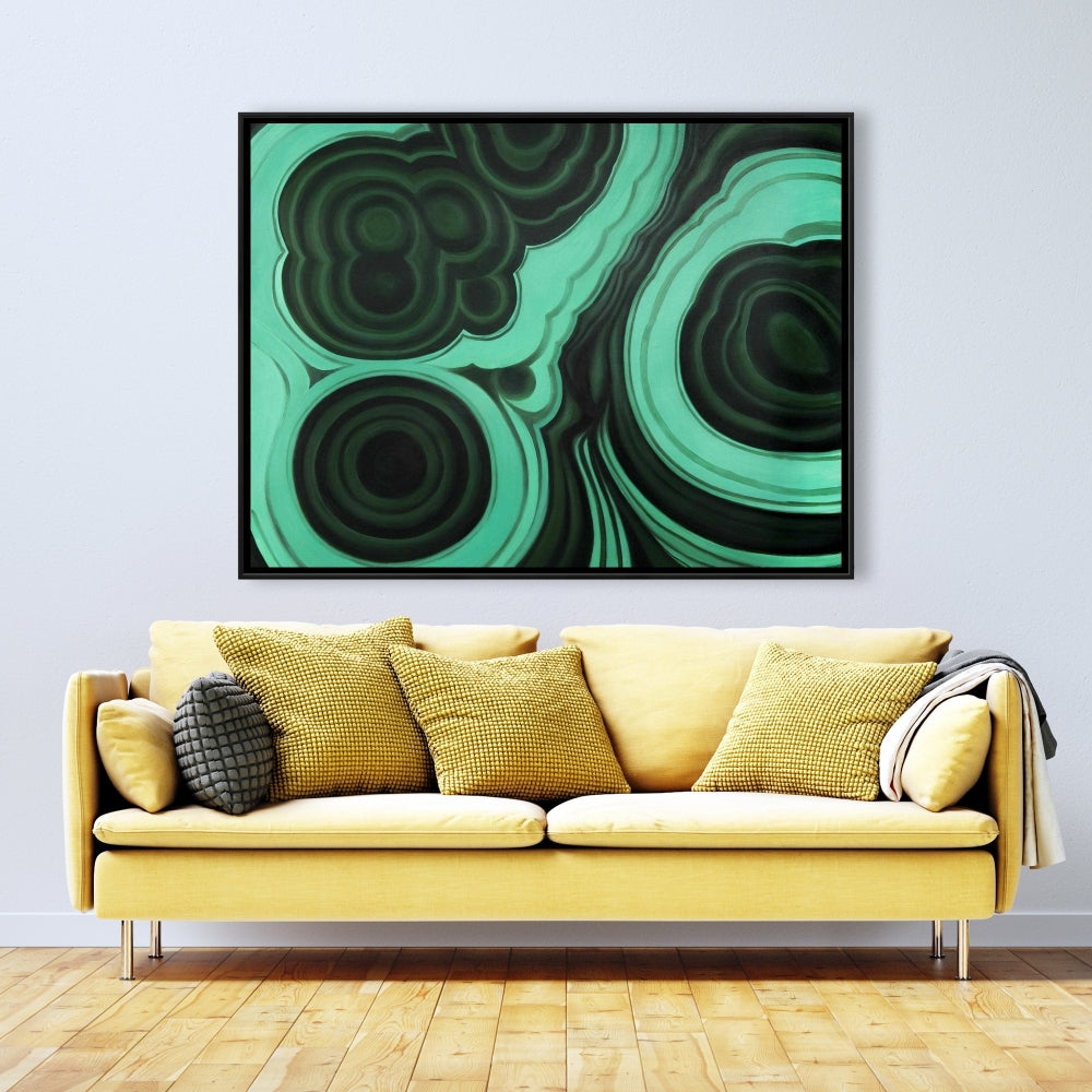 Malachite Stone Green Abstract Canvas - Bedroom Decor Framed