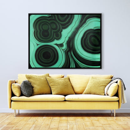 Malachite Stone Green Abstract Canvas - Bedroom Decor Framed