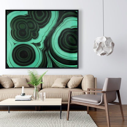Malachite Stone Green Abstract Canvas - Bedroom Decor Framed