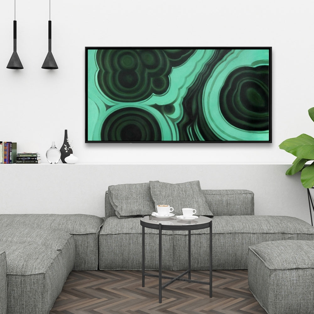 Malachite Stone Green Abstract Canvas - Bedroom Decor Framed