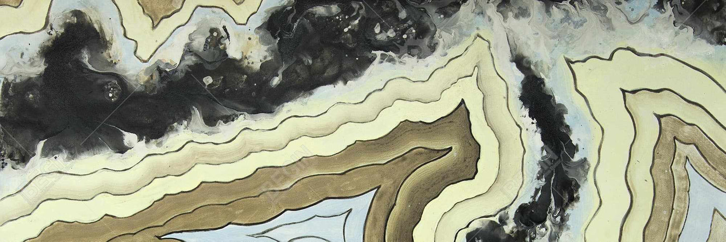 Toile abstraite en agate dentelle | Décoration d'intérieur encadrée noire