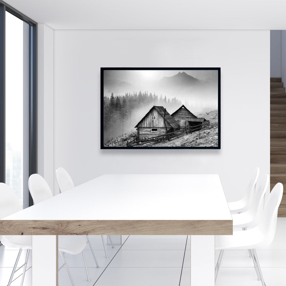 Toile minimaliste « Gray Man Cave » | Art des montagnes des Carpates