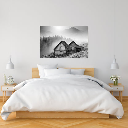 Mountain Carpathian Village Minimalist Trees Canvas | Home Decor