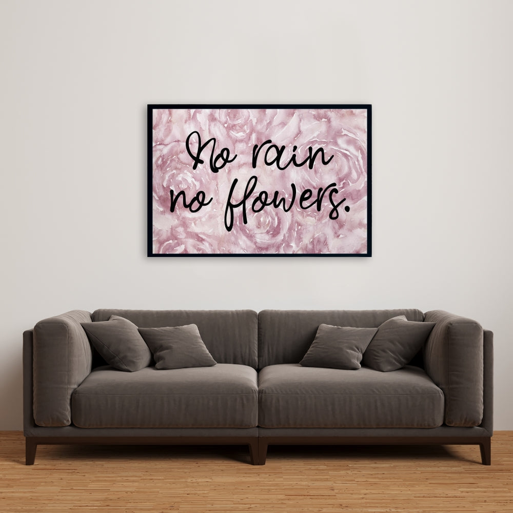 Pink Bedroom Floral Canvas - No Rain No Flowers Home Decor