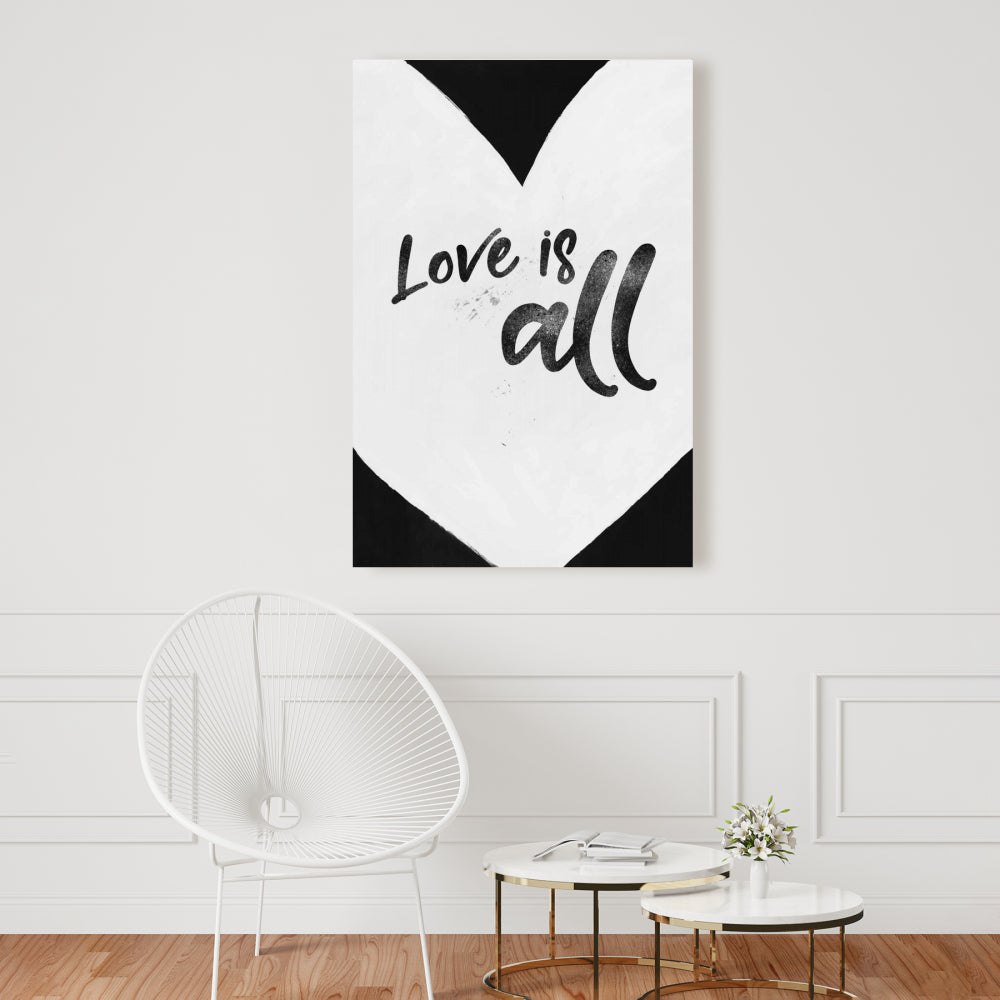 Love is All Monochrome Canvas | Bedroom Wall Decor Art