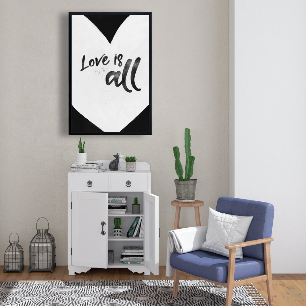 Toile encadrée « L'amour est tout blanc » | Décoration d'intérieur monochrome