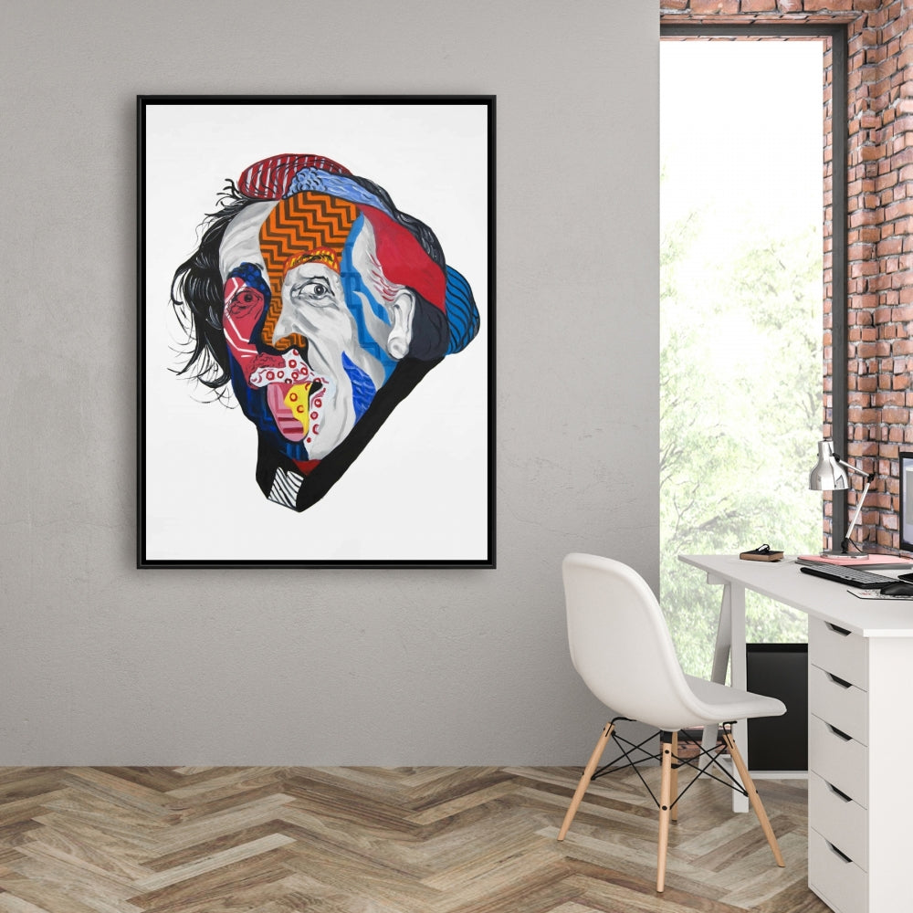 Abstract Albert Einstein Canvas | Framed Living Room Decor
