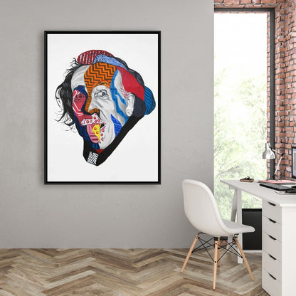 Abstract Albert Einstein Canvas | Framed Living Room Decor
