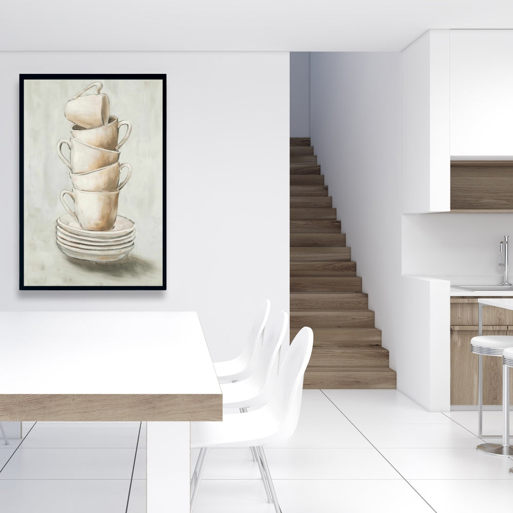 Décoration de cuisine contemporaine | Toile encadrée « Gobelets empilés »
