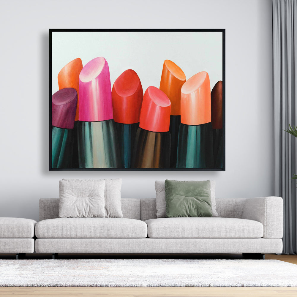 Lipstick Addict Framed Canvas - Bedroom Decor | Beauty Art
