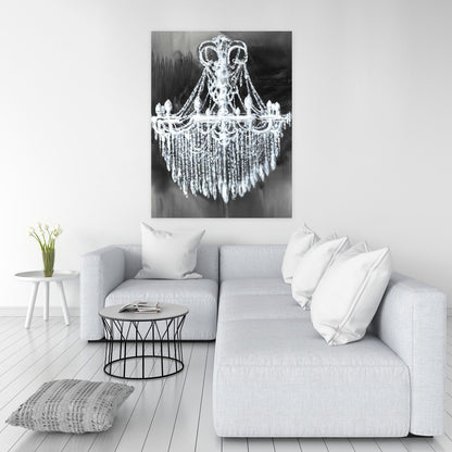 Big Glam Chandelier Blue Canvas - Elegant Bedroom Wall Art