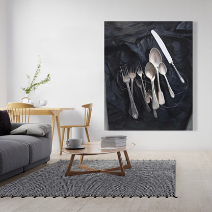 Vintage Cutlery Still Life Canvas | Kitchen Home Decor Art