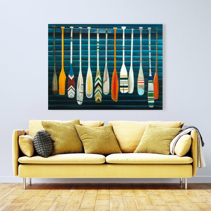 Blue Marine Paddles Canvas - Home Decor Sports & Games Art