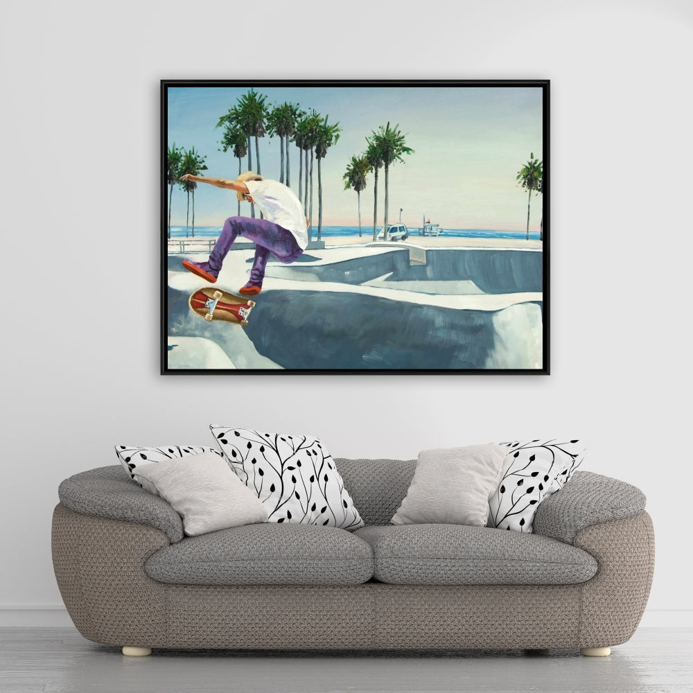 Hyperrealist Blue Botanical Canvas | Skate Park California Decor