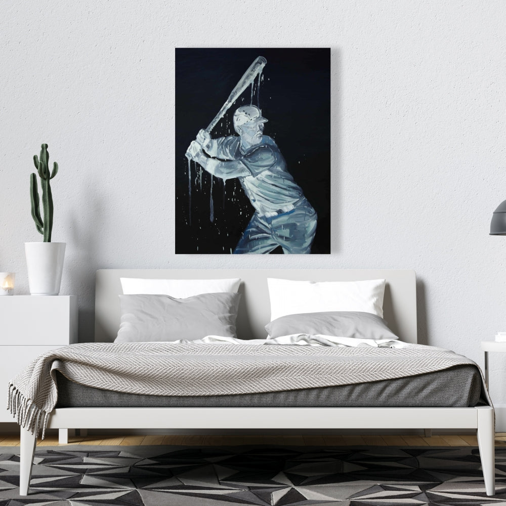 Toile de joueur de baseball | Décoration d'intérieur sportive américaine bleue