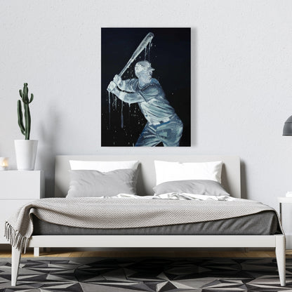 Toile de joueur de baseball | Décoration d'intérieur sportive américaine bleue