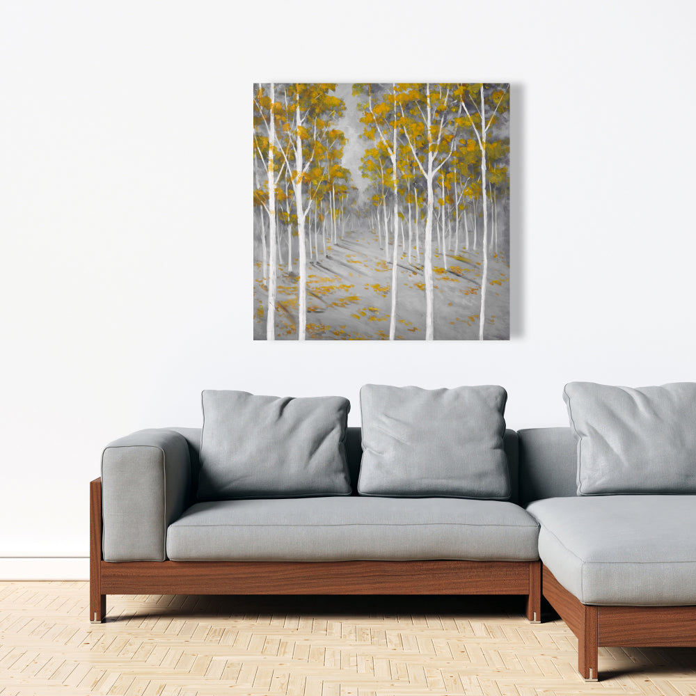 Birch Forest Canvas - Contemporary Bedroom Wall Art Decor