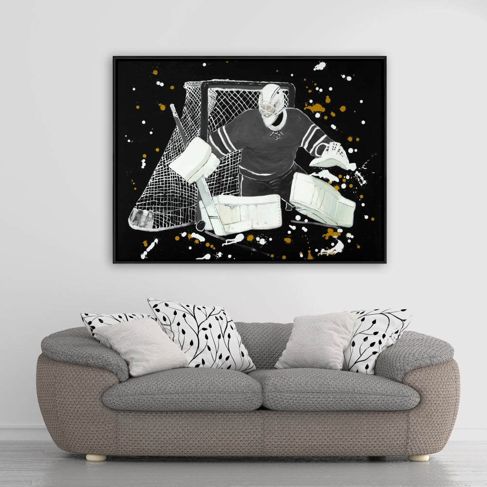 Toile de gardien de but de hockey | Illustration encadrée Gray Man