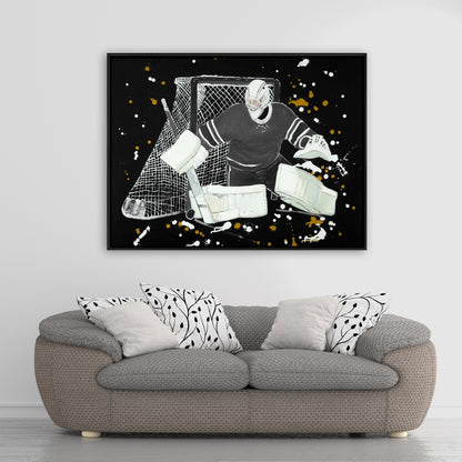 Toile de gardien de but de hockey | Illustration encadrée Gray Man