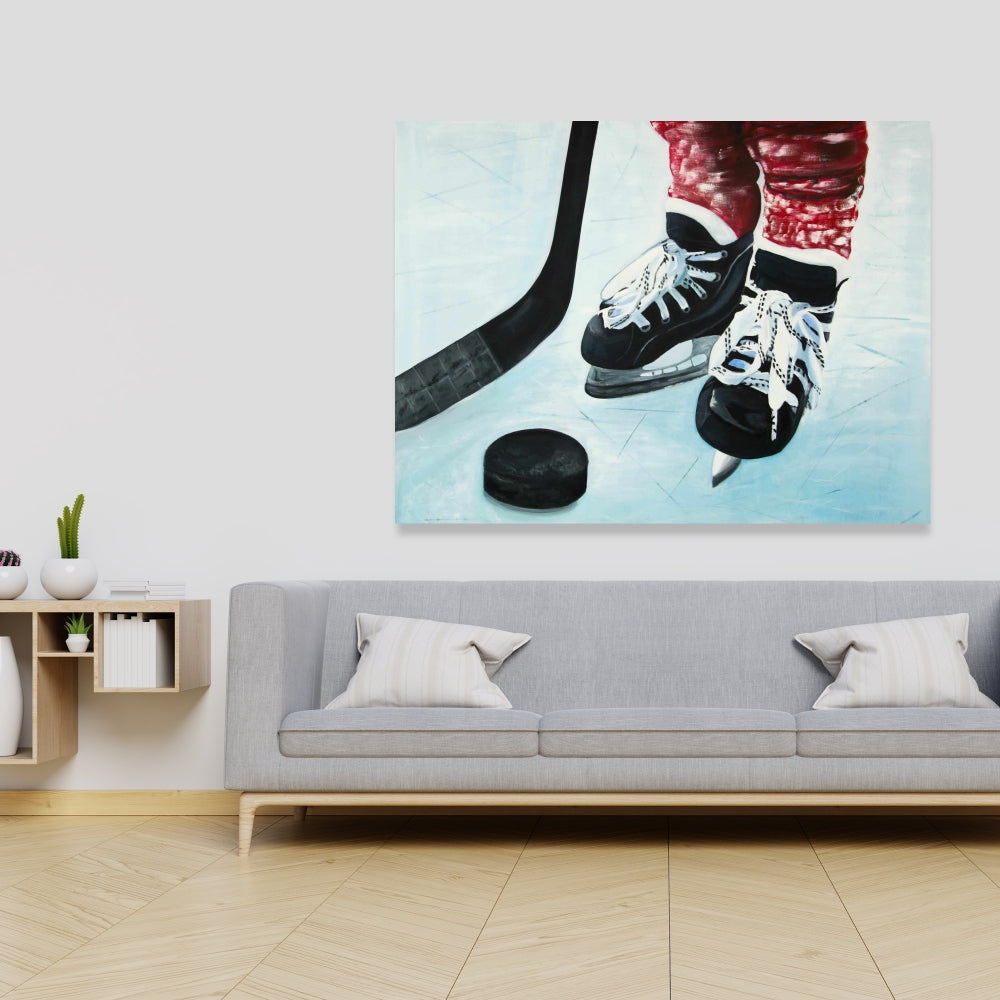 Young Hockey Player Canvas - Sports Bedroom Decor | Hyperrealist