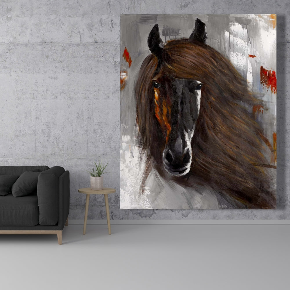 Toile « Cheval brun fier » | Décoration animalière pour chambre à coucher | Art mural