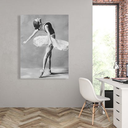 Toile encadrée « Danseuse de ballet classique » | Décoration d'intérieur monochrome