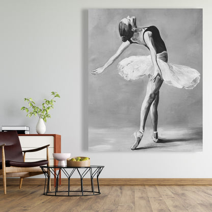 Toile encadrée « Danseuse de ballet classique » | Décoration d'intérieur monochrome