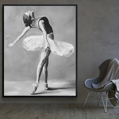 Classic Ballet Dancer Framed Canvas | Monochrome Home Decor