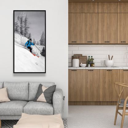 Man Skiing in Mountain Framed Canvas | Home Decor Art