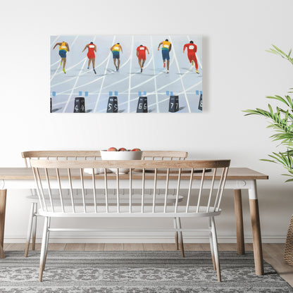 Race of 10 Meters - Contemporary Blue Canvas for Home Decor