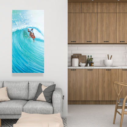 Surfer in Wave Canvas | Blue Man Cave Hobbies Home Decor