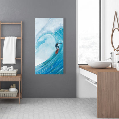 Surfer on a Big Wave Blue Canvas | Man Cave Wall Art Decor