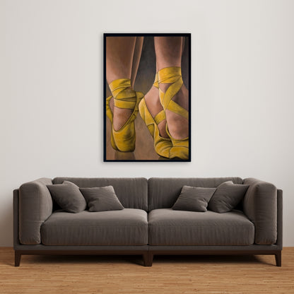 Synchronized Ballerinas | Yellow Sports Canvas for Home Decor