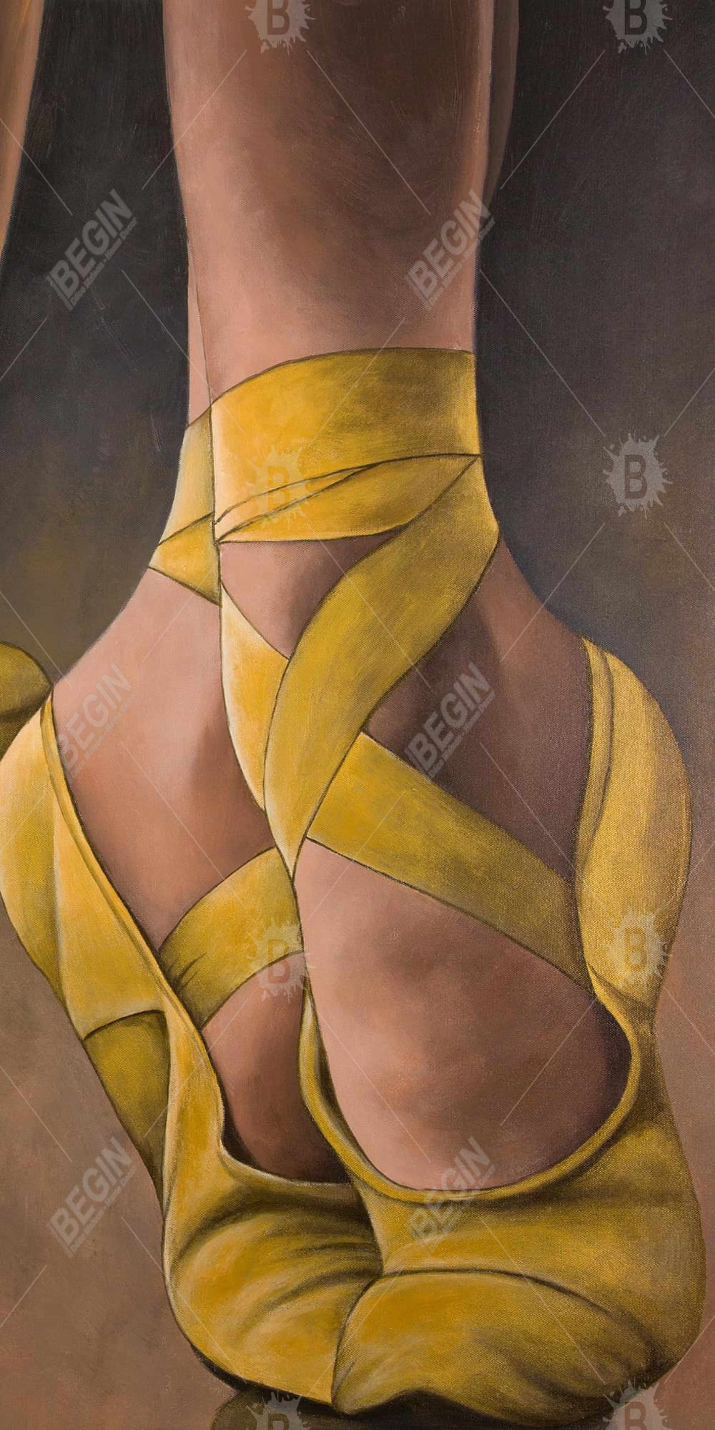 Yellow Contemporary Desk Mat - Synchronized Ballerinas Decor