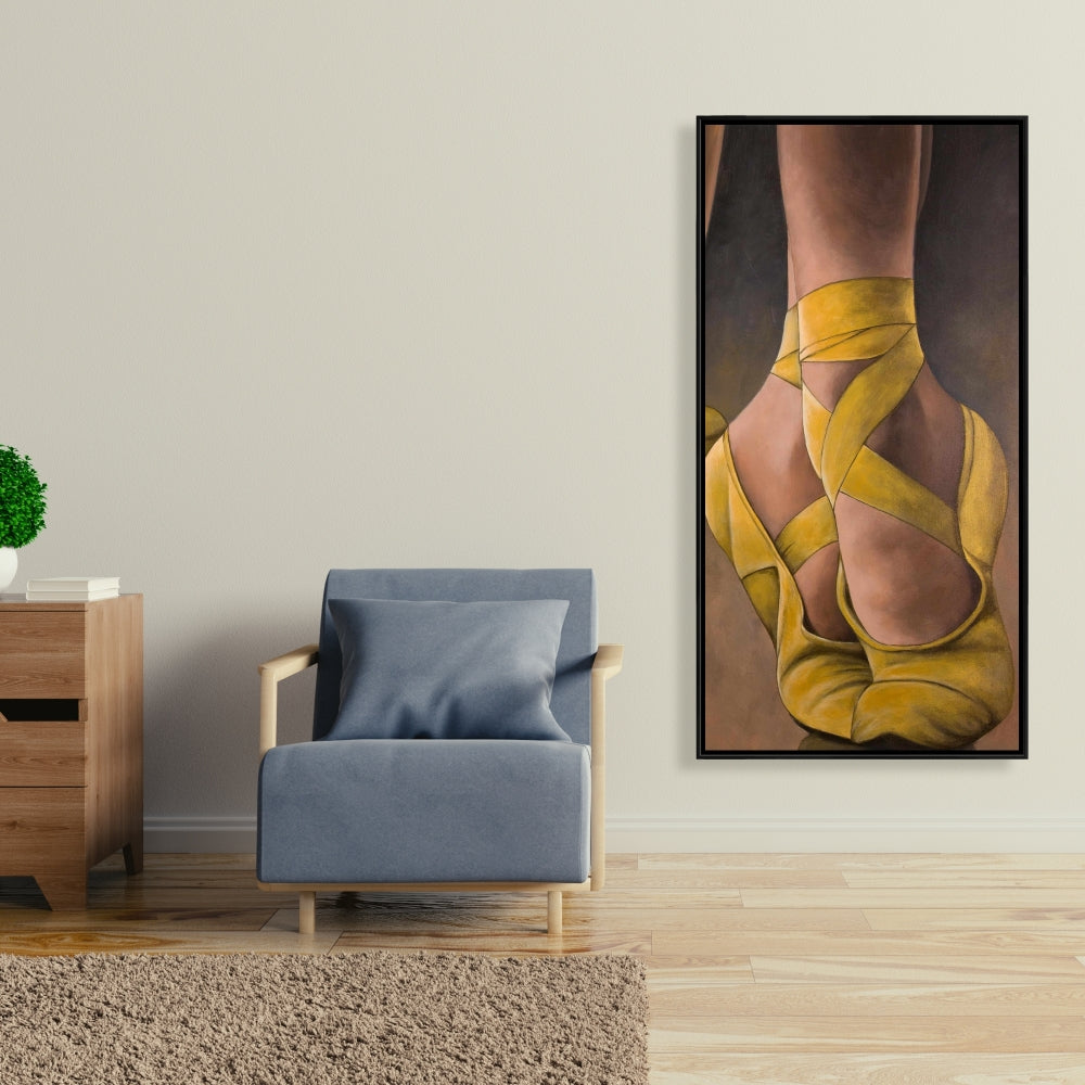 Synchronized Ballerinas | Yellow Sports Canvas for Home Decor
