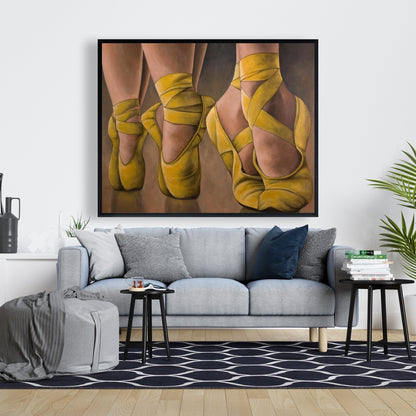 Synchronized Ballerinas | Yellow Sports Canvas for Home Decor