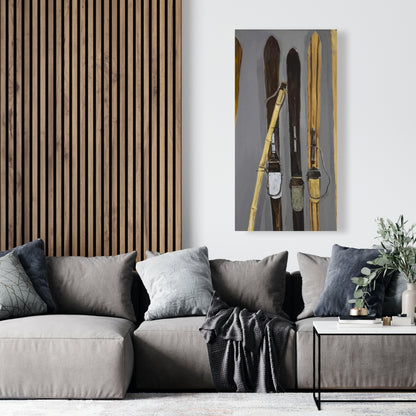 Toile « Bâtons de ski rustiques et skis vintage » | Décoration d'intérieur