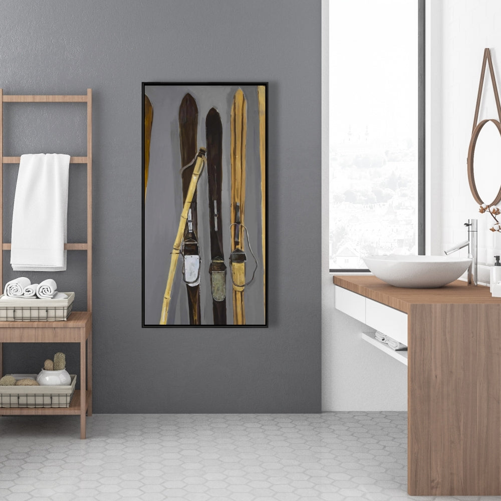 Rustic Ski Poles and Vintage Skis Canvas | Home Decor Art