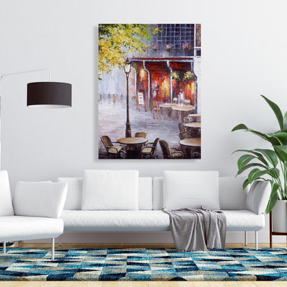 Outdoor Restaurant Canvas | Blue Bedroom Decor | Contemporary Art