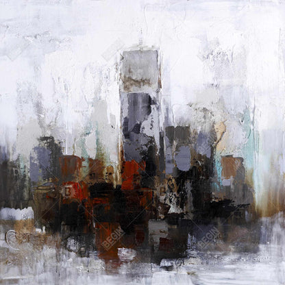 Toile encadrée marron contemporaine | Décor de bâtiments obscurs