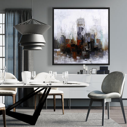 Toile encadrée marron contemporaine | Décor de bâtiments obscurs