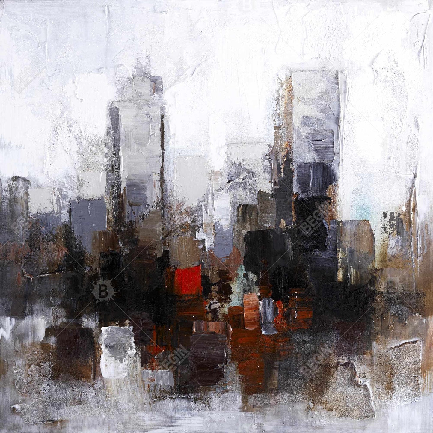 Toile « Obscure City » | Cadre marron contemporain